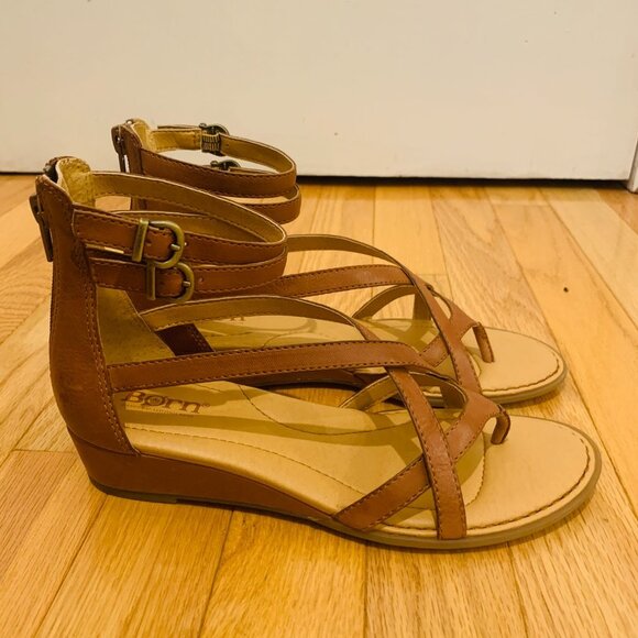 NEW BORN Women's Ankle Strap Leather Platform Wedge Sandal US 6 - Picture 5 of 14